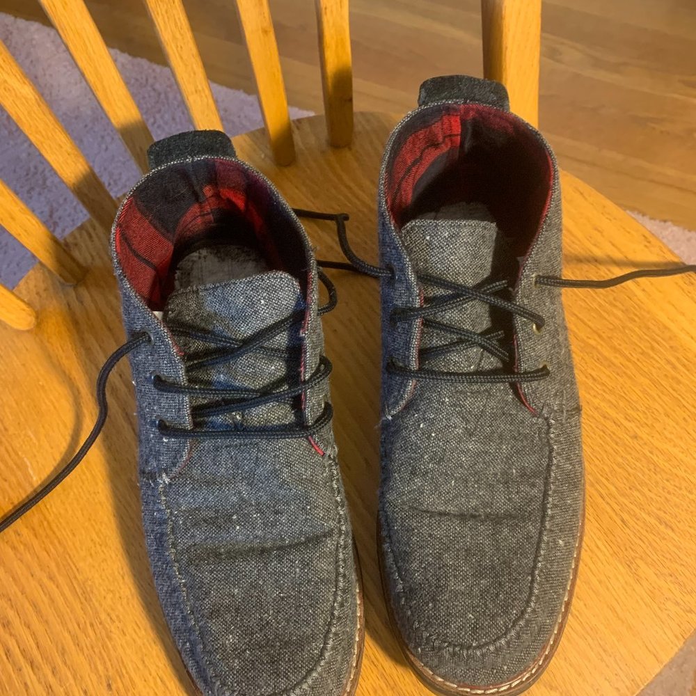Toms Tweed & Leather High Tops --Men’s Size 10-Black/Grey